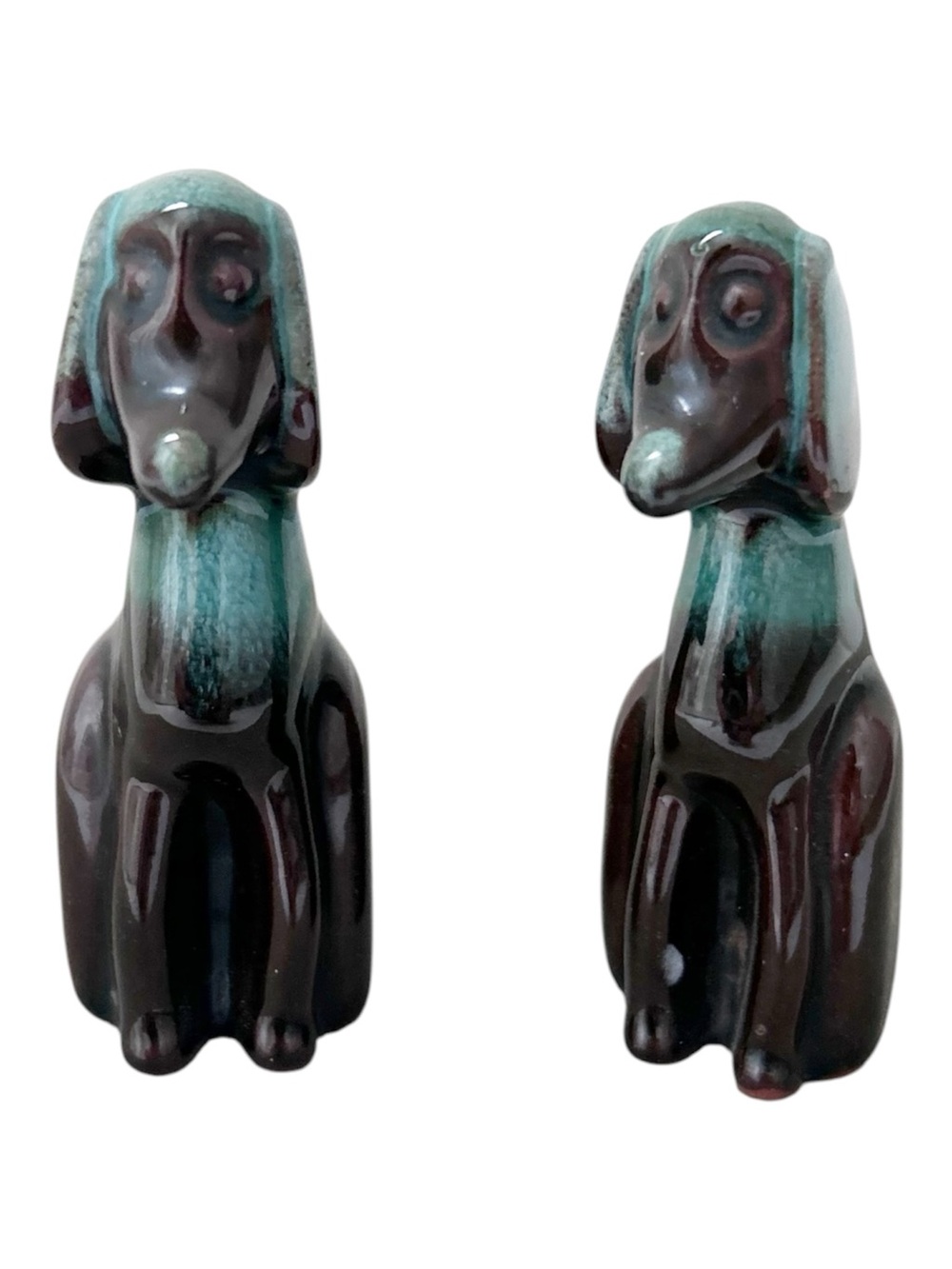 Vintage Blue Mountain Pottery Sitting Dog Figurine Set of 2